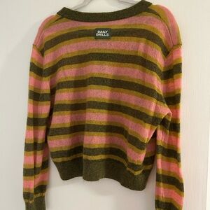 Daily Drills Olive and Pink Striped Sweater